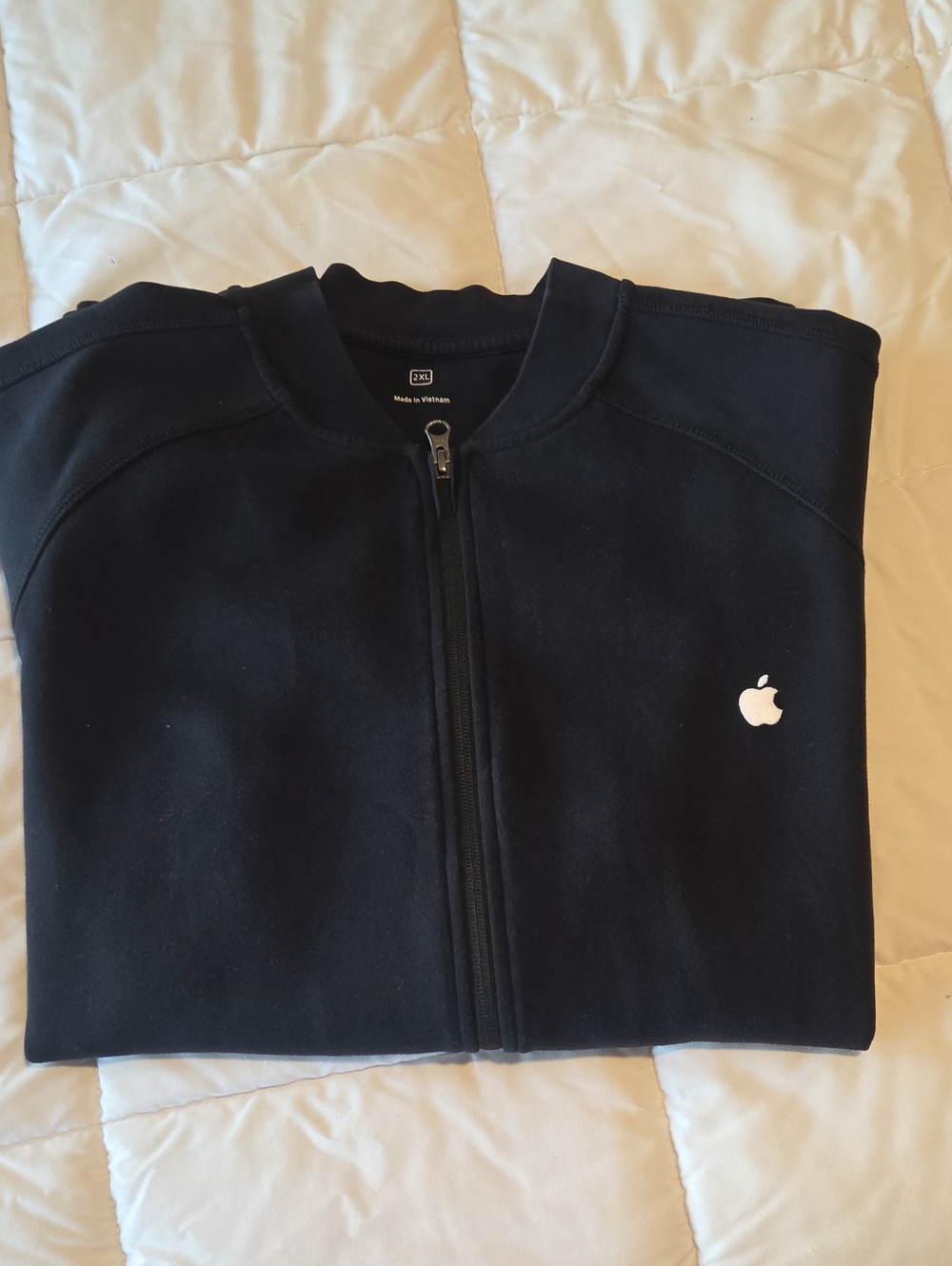 Apple Black Full-Zip Sweatshirt with White Apple Emblem
